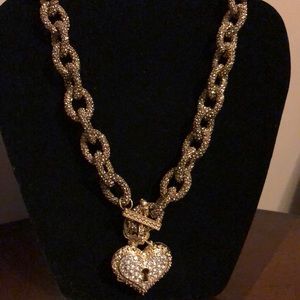 Faux Diamond Locket Necklace